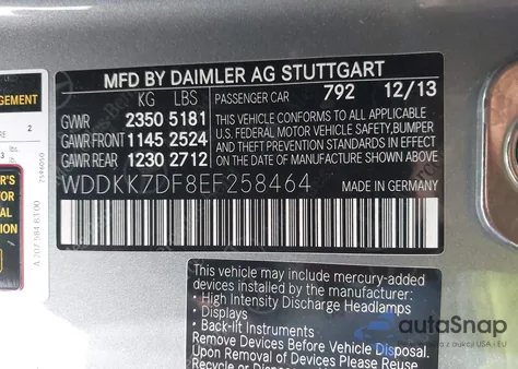 2014 Mercedes-Benz E 550 из США, поврежденный, VIN WDDKK7DF8EF258464